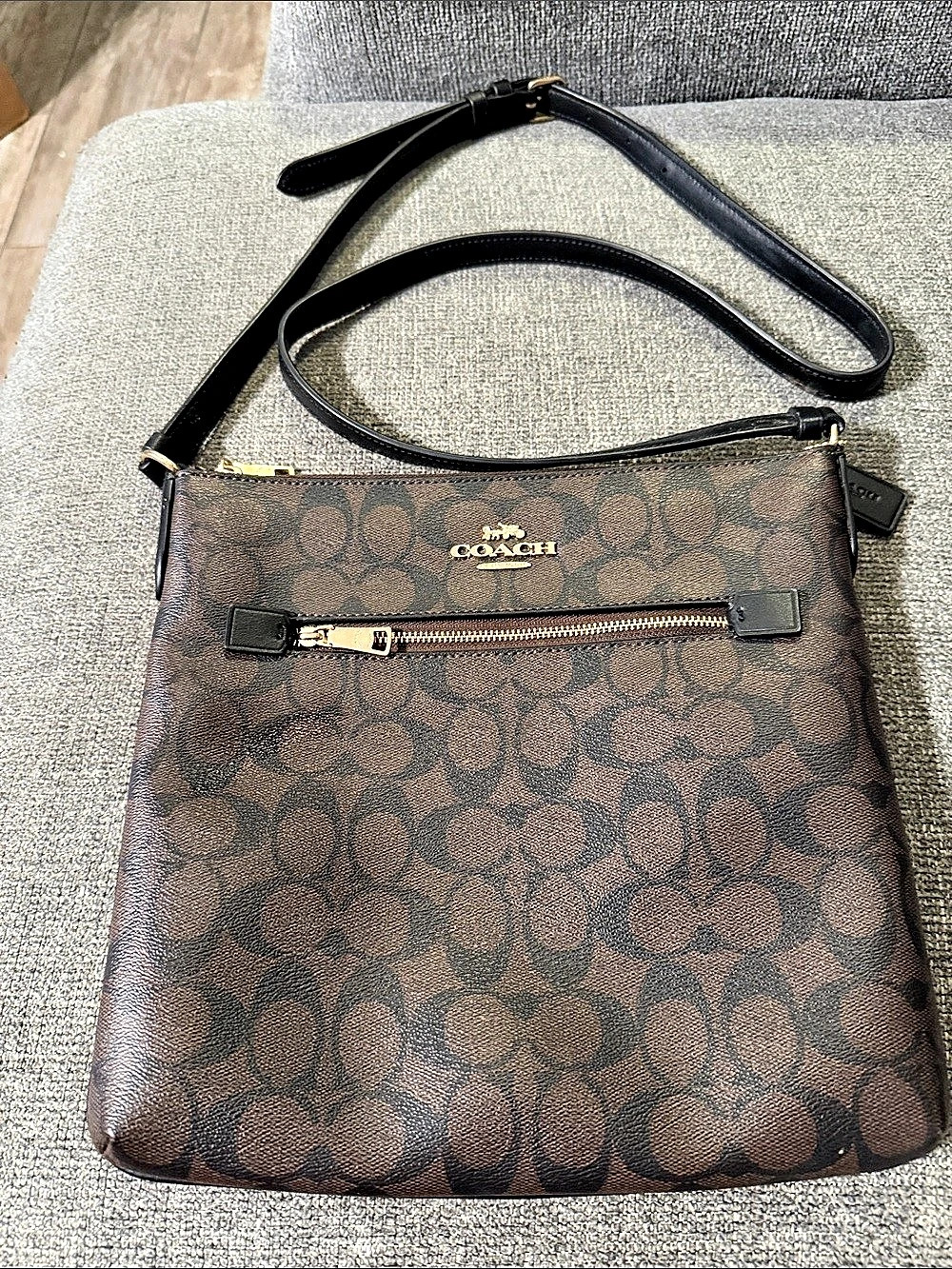 Coach Signature Coated Canvas Top Handle Pouch Crossbody Bag